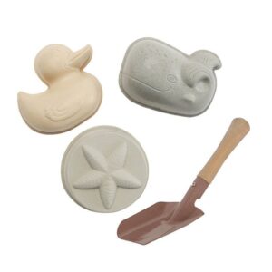 Sandförmchen-Set mit Schippe im Tragenetz - Naturkautschuk / upcycled
