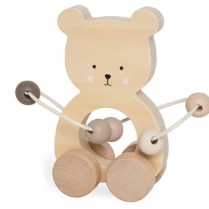 Schiebespielzeug Teddy mit Motorikschleife / Natur (FSC)