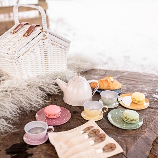 Picknick-Korb mit Teeservice / Zinn (neues Design) – Bild 3